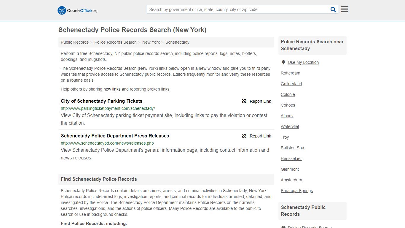 Schenectady Police Records Search (New York) - County Office